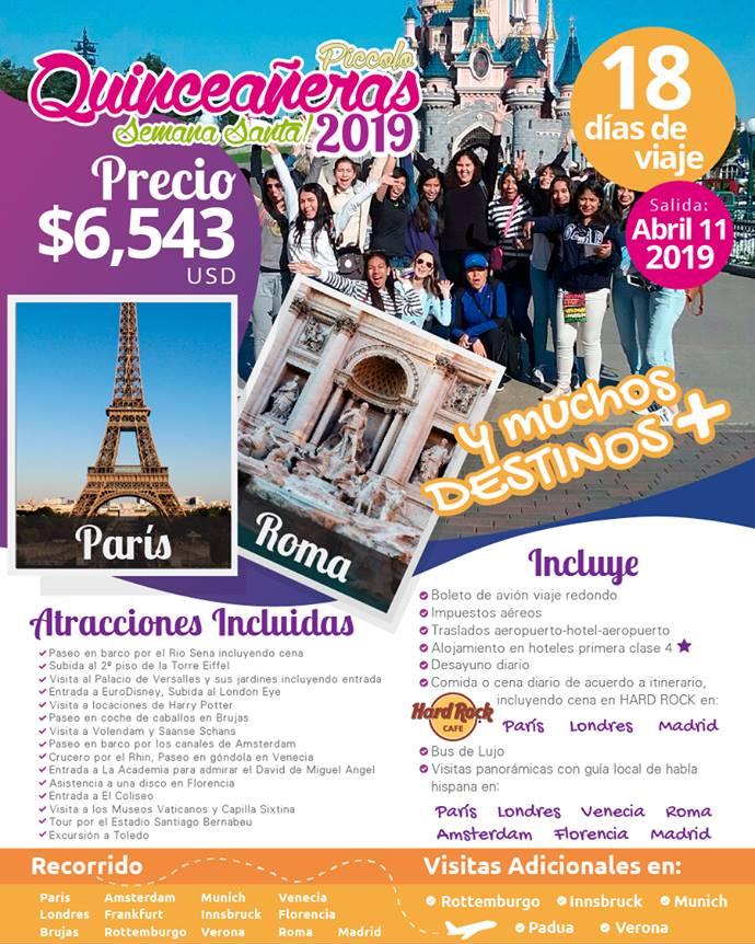 Viaje: Viaje para Quinceañeas a Europa Días 11 Abril 2019 | 2023-2024