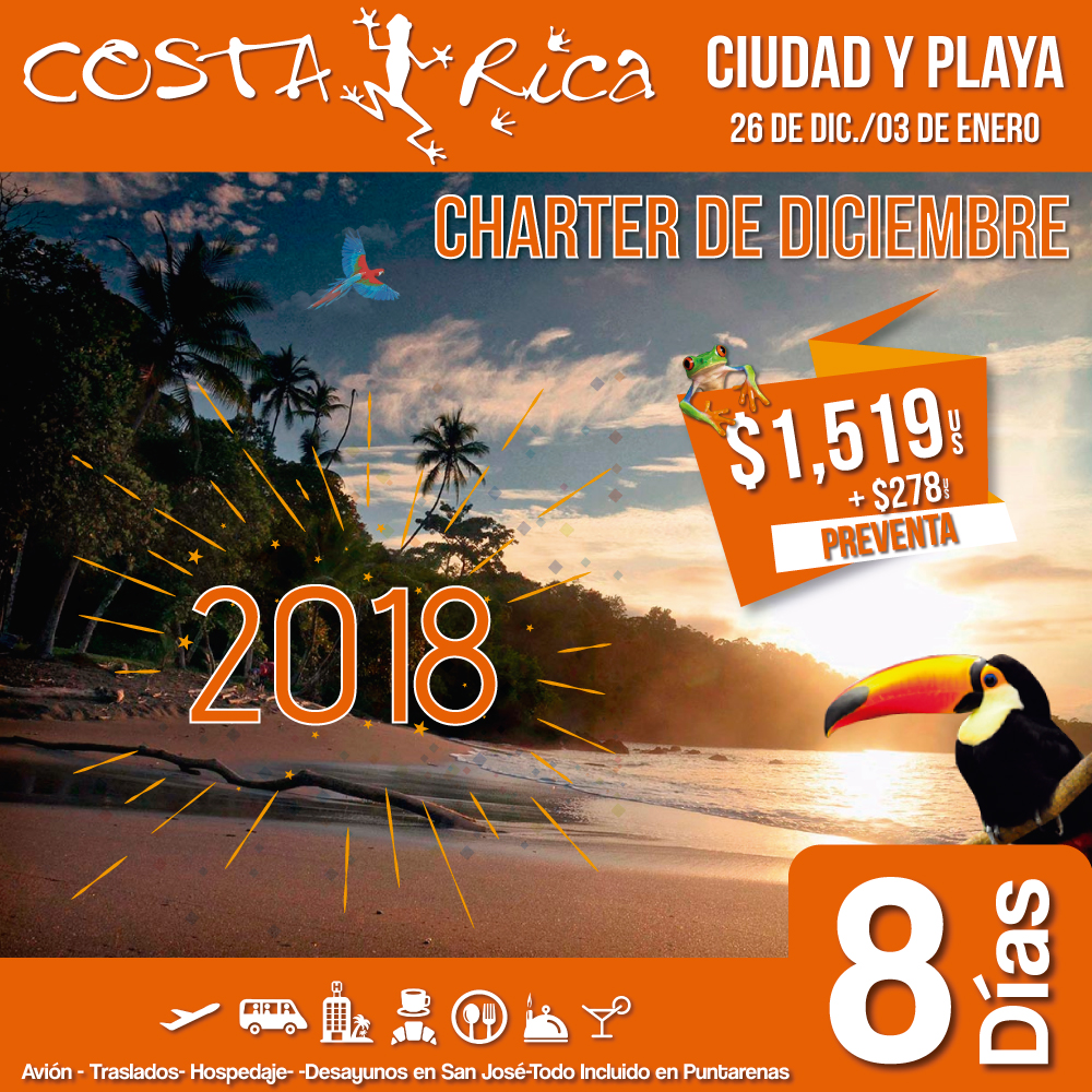 Fin de Año Costa Rica Ciudad y Playa 26 de Diciembre 2018